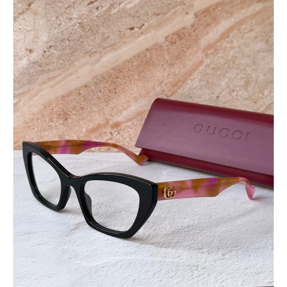 NEW Gucci GG1334O Black Pink Cat Eye Eyeglasses Frames